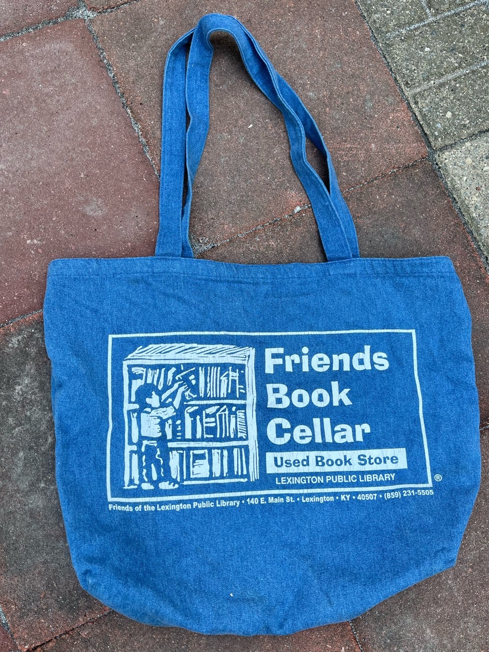 Friends Book Cellar Blue Denim Tote Bag